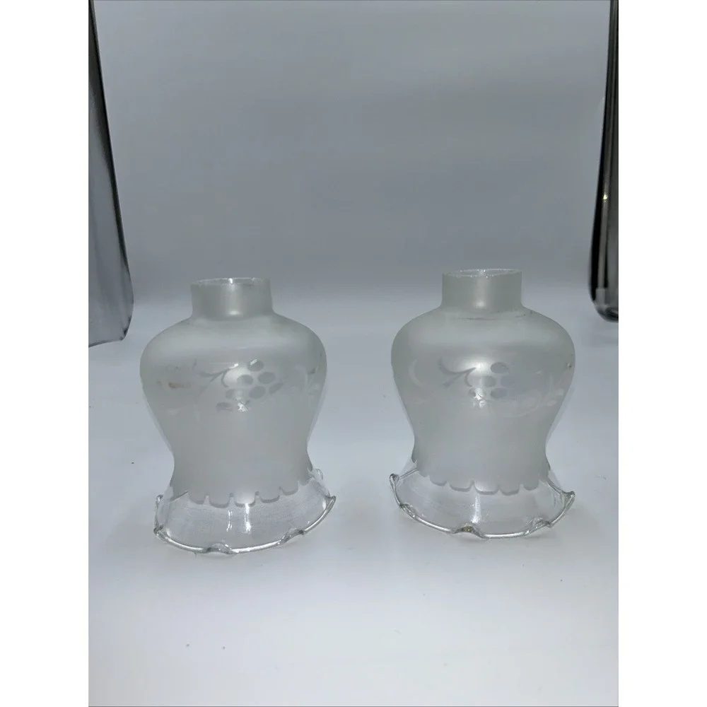 Vintage Tulip Frosted Cut To Clear Glass Shade Lamp Light 5